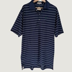 Peter Millar Summer Comfort Mens XL Navy Blue Striped Golf Polo Shirt MF11K69
